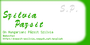 szilvia pazsit business card