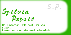 szilvia pazsit business card